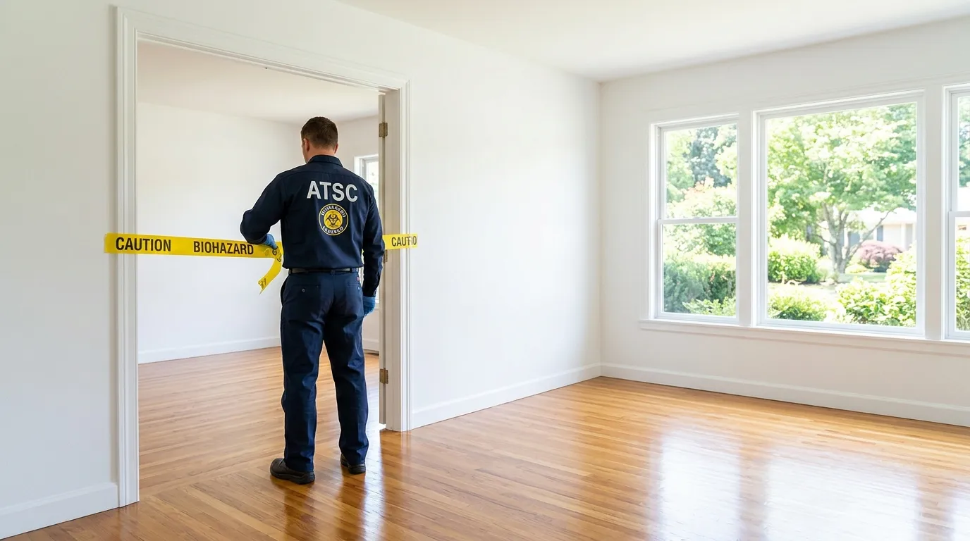 Certified biohazard cleanup crew performing Trauma Scene Cleanup in Charlestown